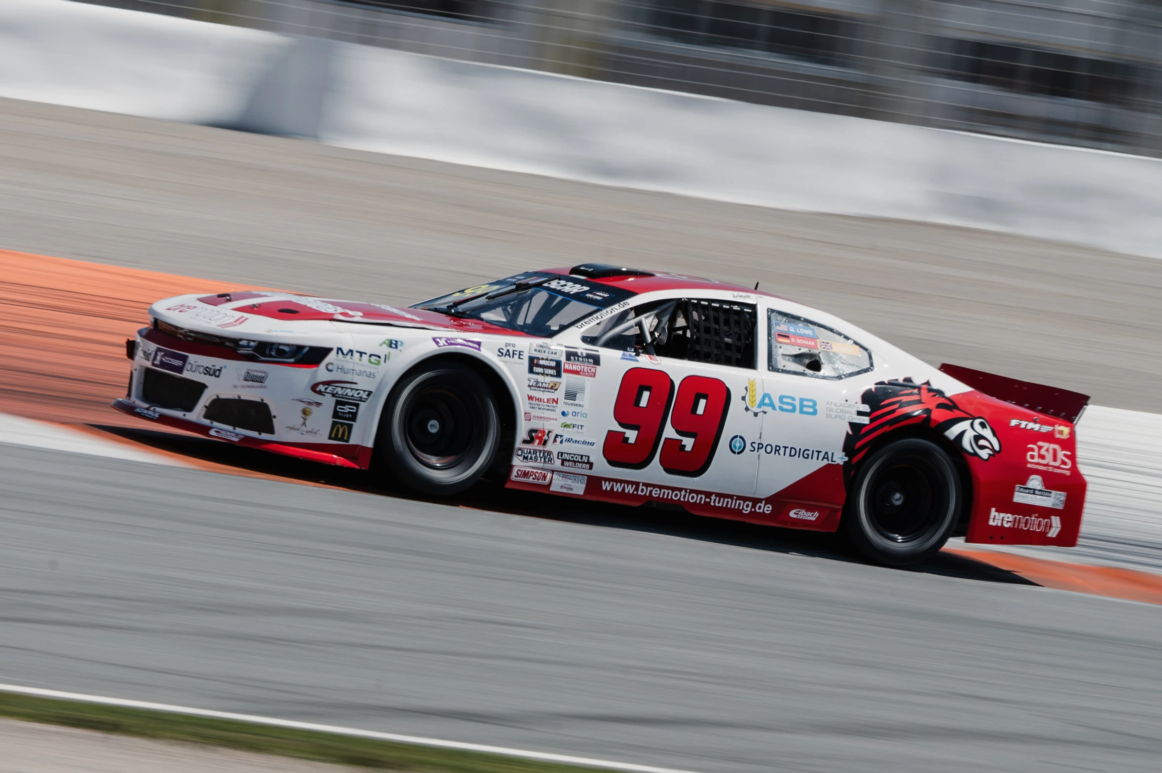 Garrett Lowe drives the #99 BS+ Competition Chevrolet Camaro en route to a runner-up finish in the 2026 Valencia NASCAR Fest