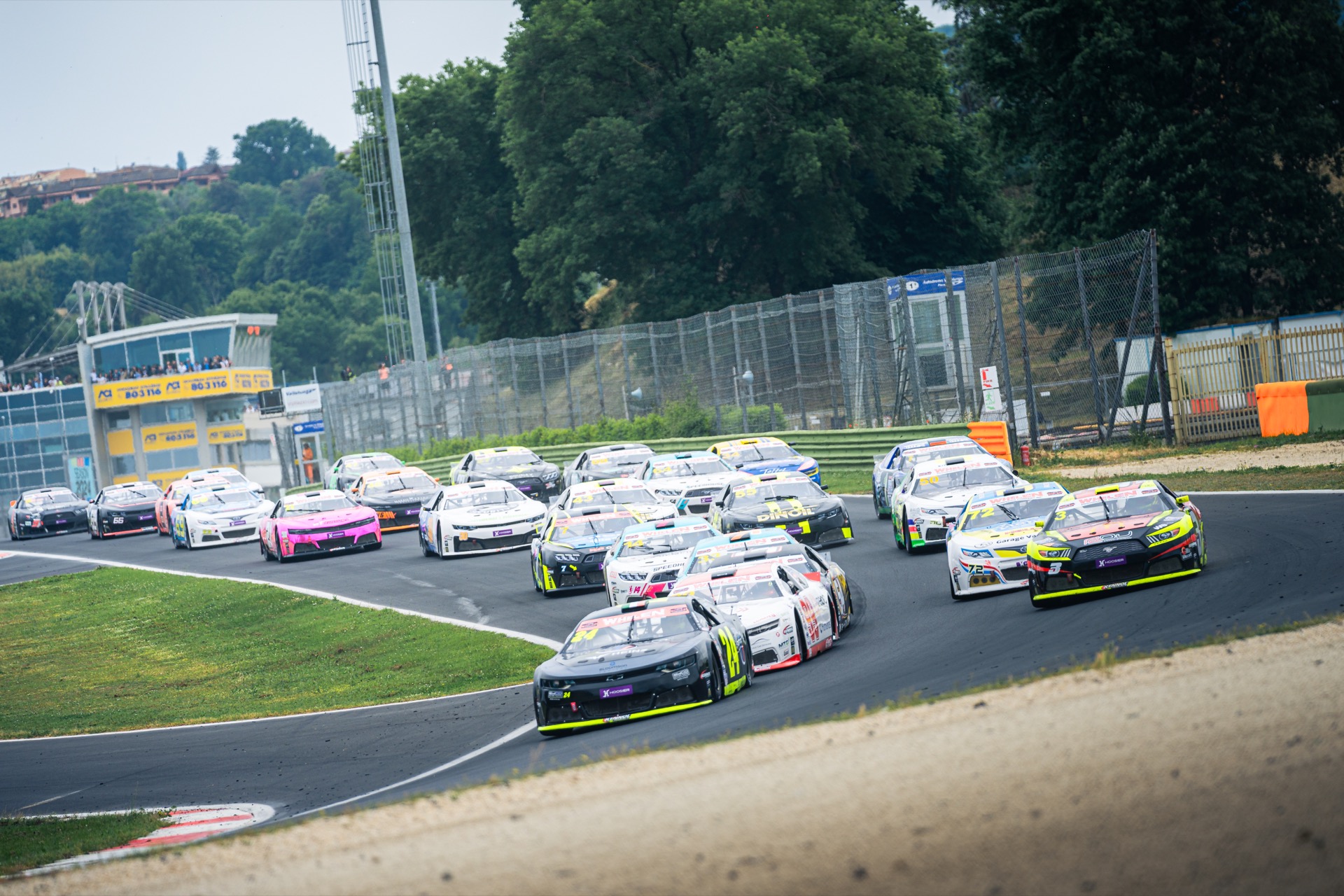 EuroNASCAR PRO drivers during the start of Race 1 at Vallelunga in 2024