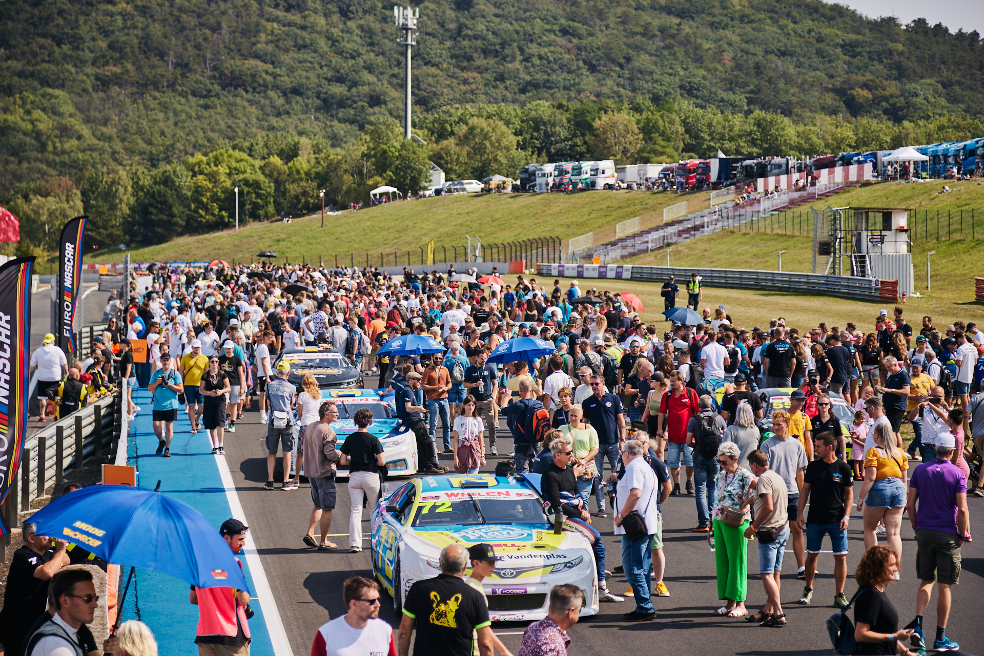 Crowds pack up to the grid during the 2024 NASCAR GP Czech Republic at Autodrom Most