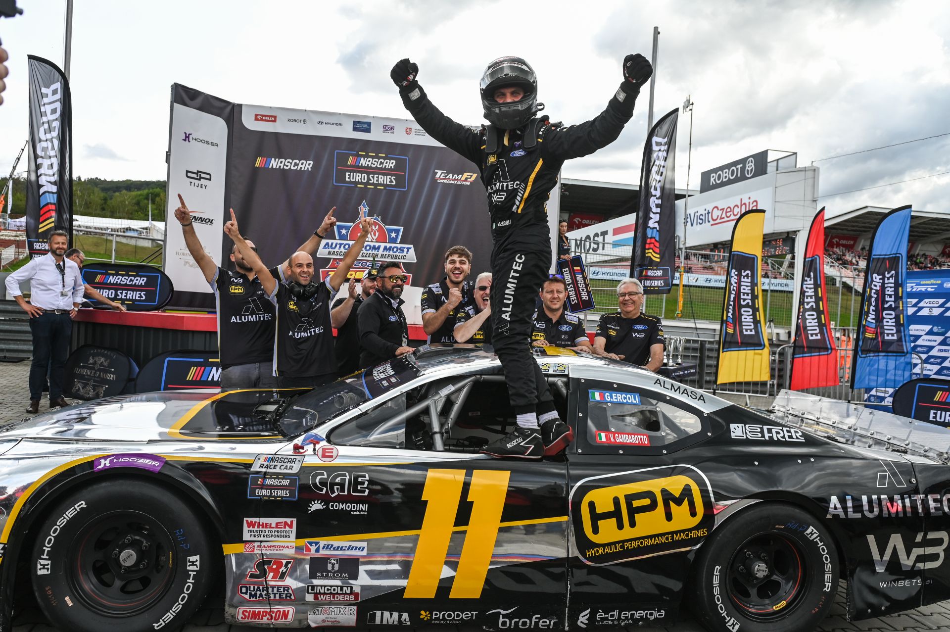 Gianmarco Ercoli celebrates his first Autodrom Most win in style