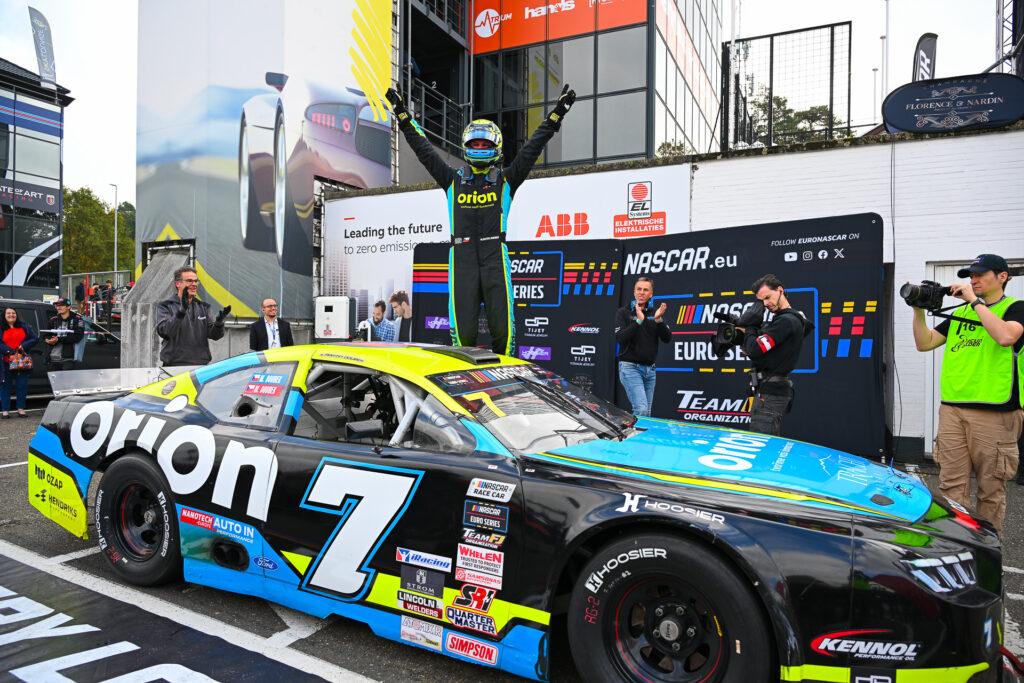 Martin Doubek celebrates his win in the 2025 season finale at the Victory Lane