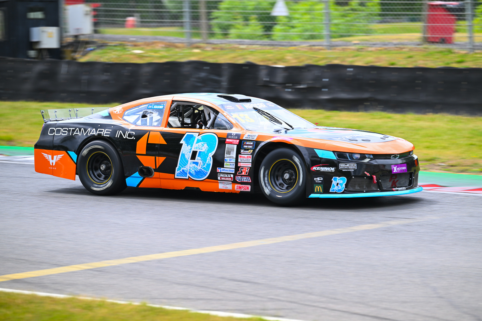 Thomas Krasonis drives the #13 Costamare Inc. Chevrolet Camaro on his way to a new lap record at Brands Hatch in Practice