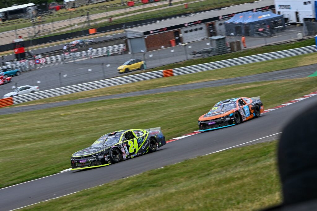PK Carsport drivers Vittorio Ghirelli (#24) and Thomas Krasonis (#13) laps Brands Hatch together during the Practice sessions for the 2026 American SpeedFest